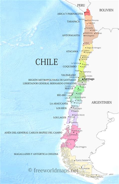 karte von chile mit städten